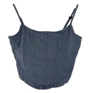 Hollister Corset Style Cropped Tank Women’s Small Blue Built-In Bra